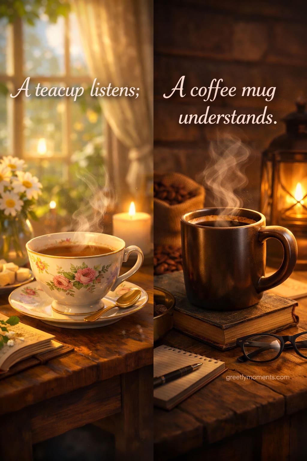 25 Cottagecore Morning Tea vs Coffee Quotes: Cozy Aesthetic Wishes & Vintage Card Inspiration