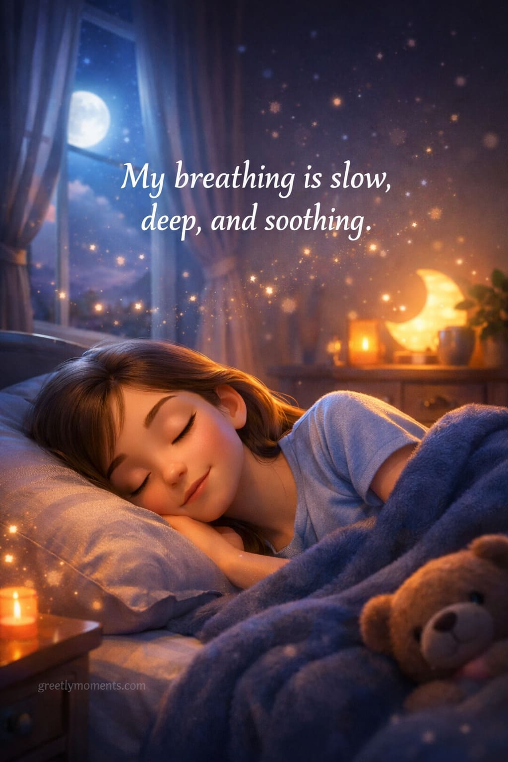 24 Deep Sleep Affirmations to Listen to Before Bed: Gentle Wishes, Quotes & Nighttime Cards for Peaceful Rest