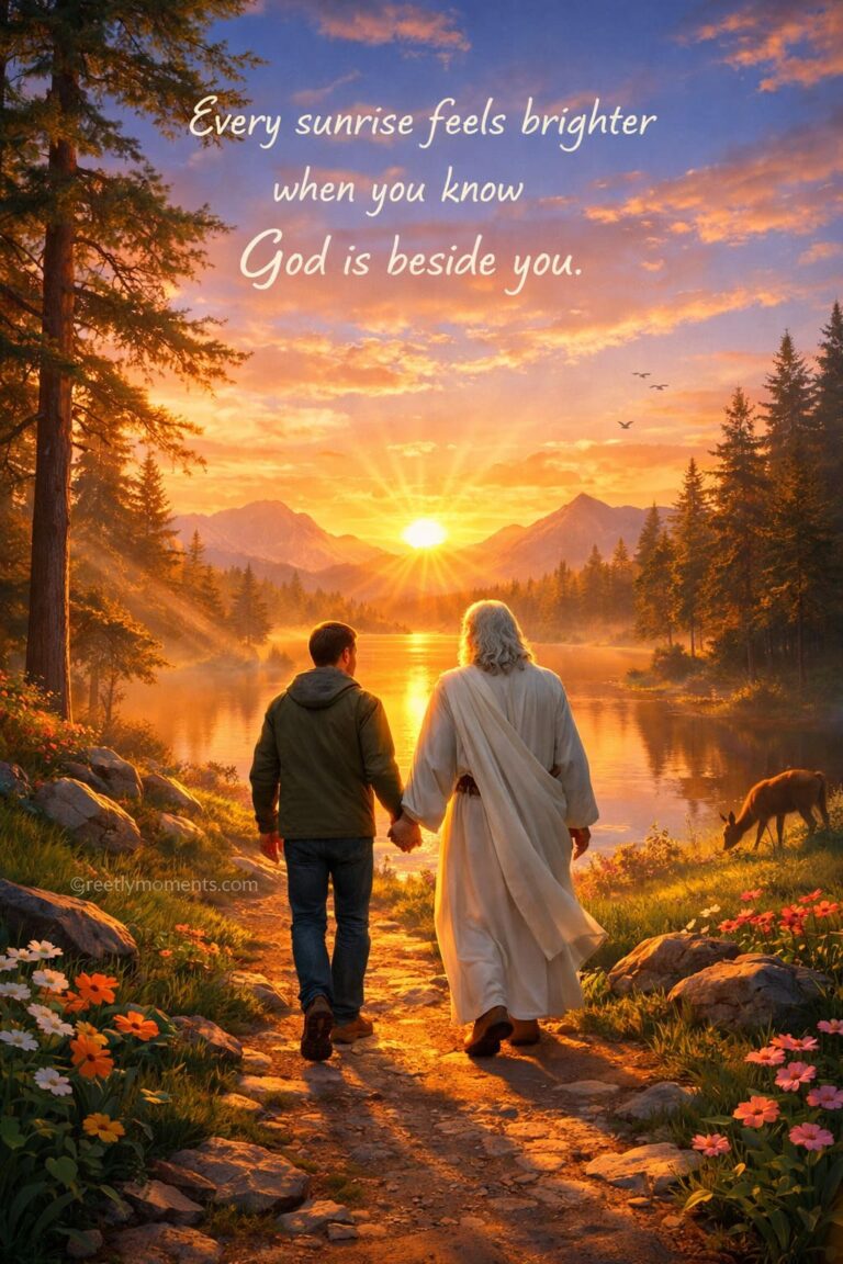 22 Walk With God Morning Nature Aesthetic Quotes & Wishes with Christian Cards