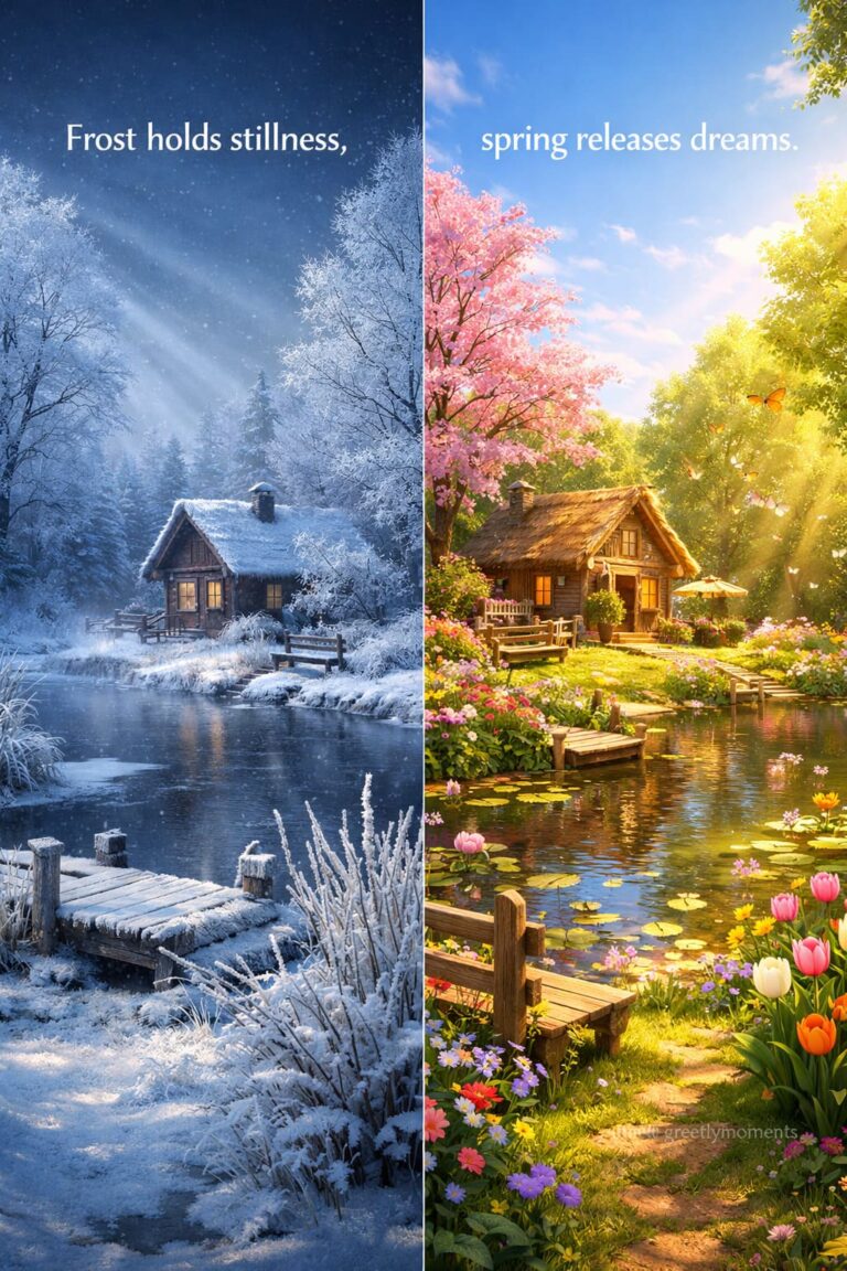 25 Quotes: Frosty Morning vs Sunny Spring Afternoon – Wishes, Cards & Seasonal Feelings