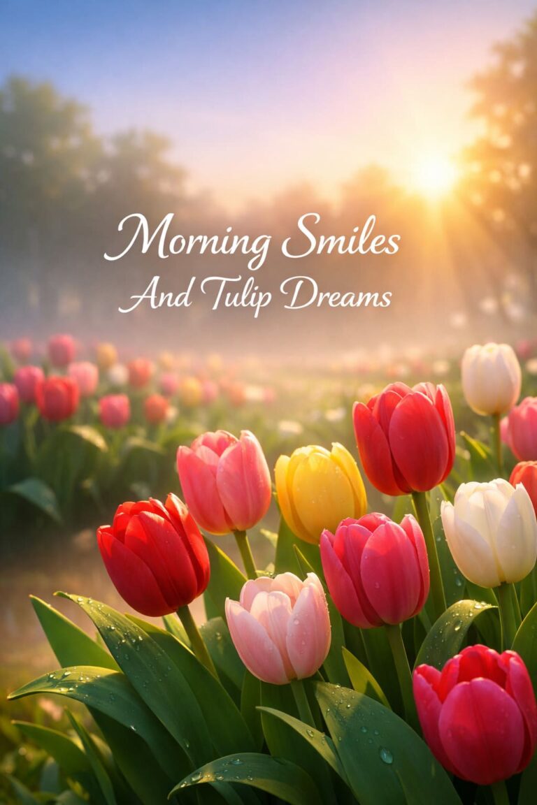 Minimalist Tulip Garden Morning Greetings: Elegant Floral Cards for Soft and Inspiring Mornings