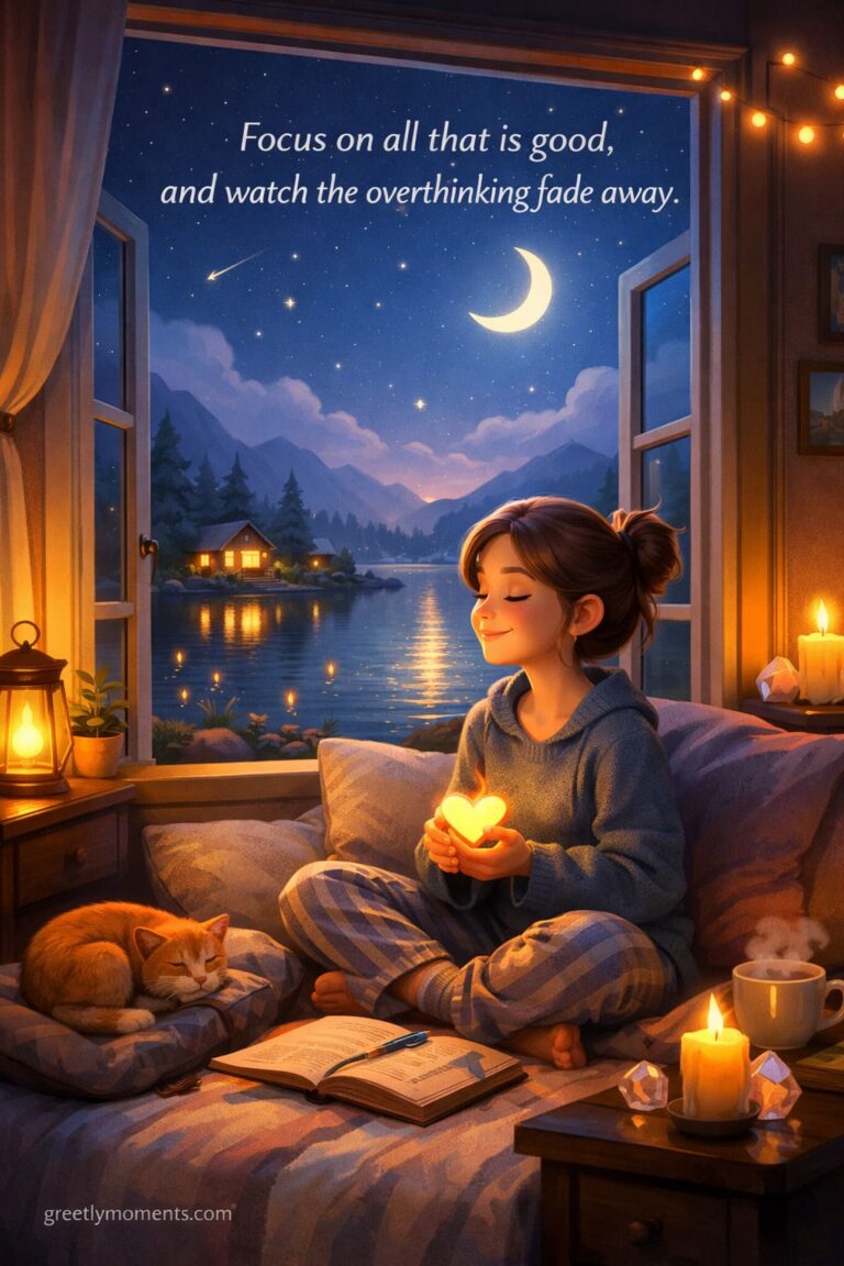 18 Beautiful Gratitude Reflections to Stop Overthinking at Night: Inspirational Quotes & Cards for Peaceful Sleep