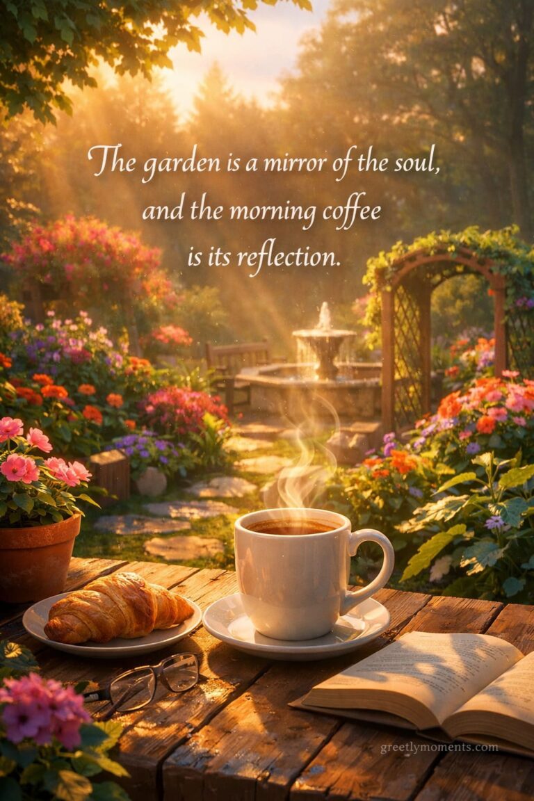 20 Heartwarming Backyard Garden Morning Coffee Quotes & Wishes with Bird Songs