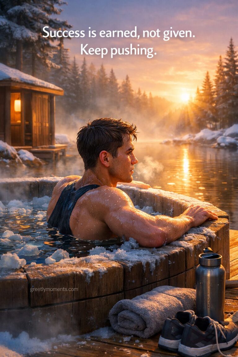 20 Motivational Quotes & Wishes for Athletes: Cold Plunge Morning Inspiration with Cards