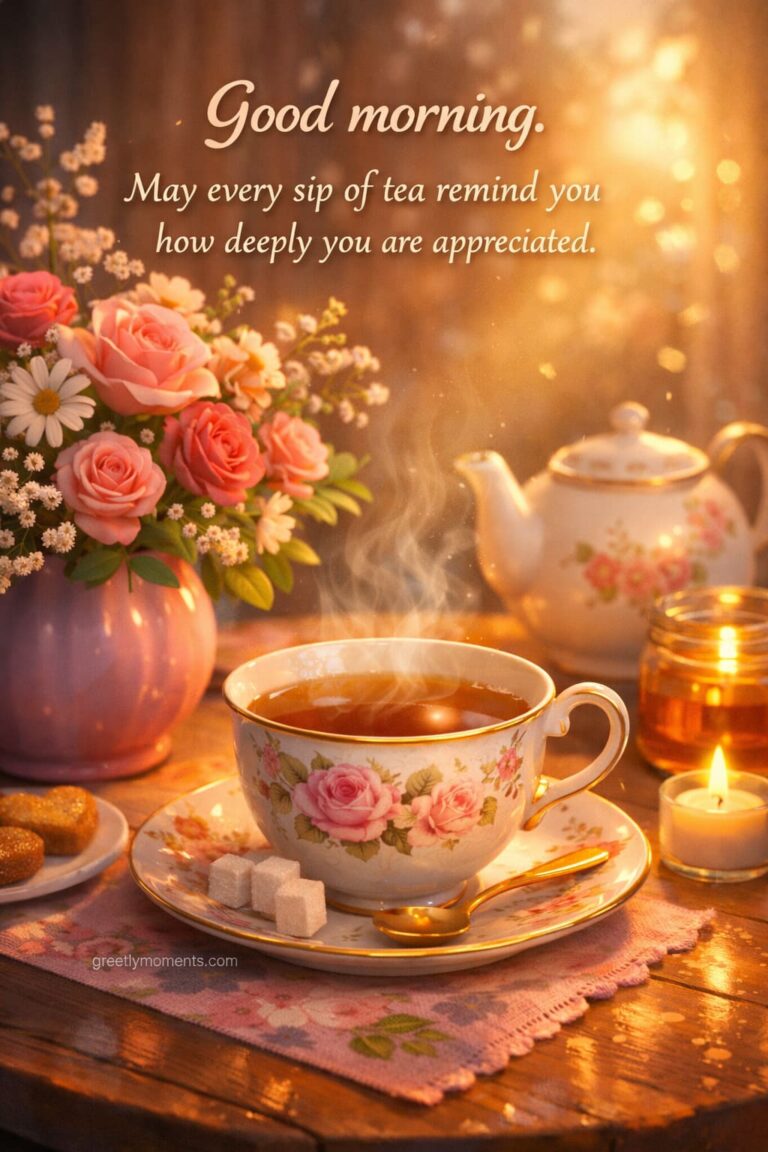 22 Warm Morning Wishes for Mom with Flowers and Tea Aesthetic – Heartfelt Quotes & Card Messages