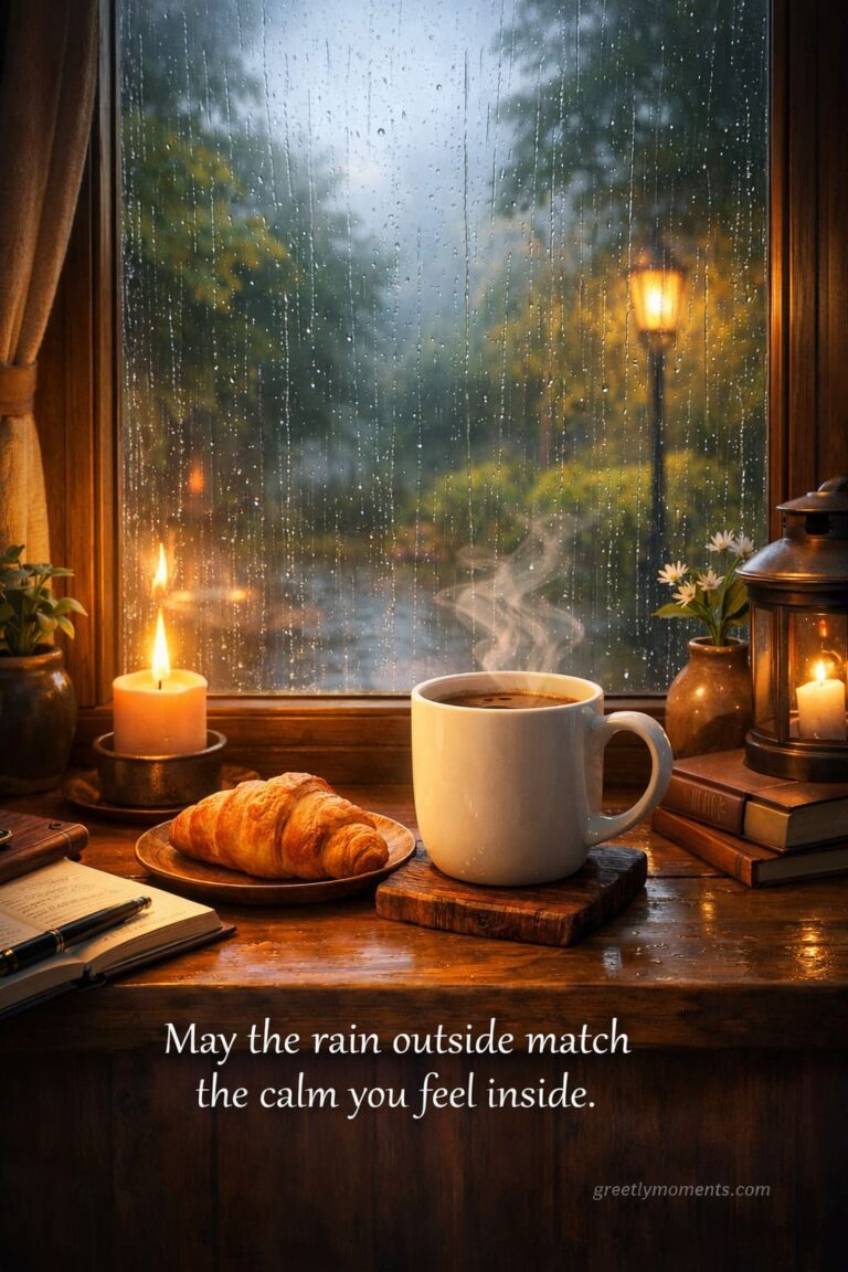 23 Rainy Morning Coffee Wishes: A Window View for Silent Reflection