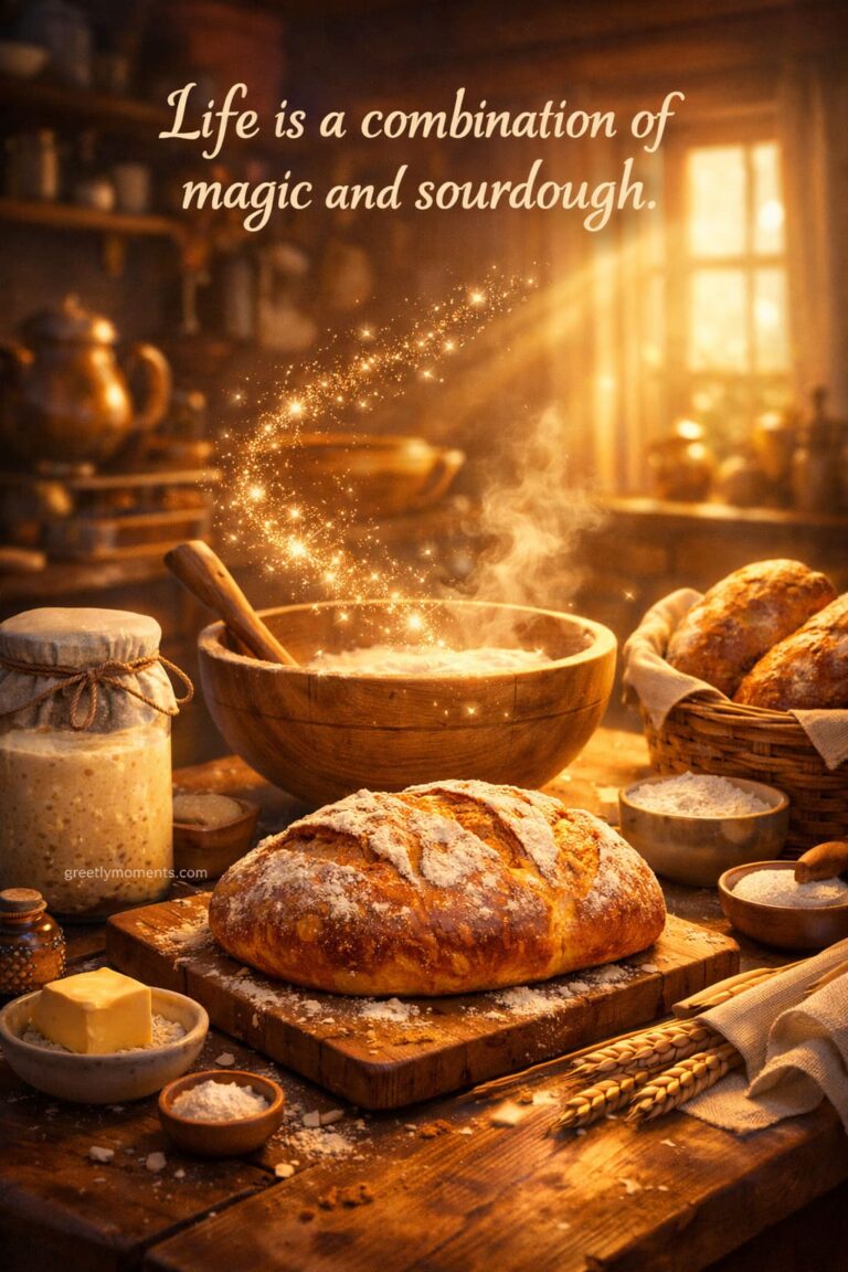 24 Heartwarming Wishes & Quotes for Morning Sourdough Baking Vibes | Kitchen Blessings & Card Ideas