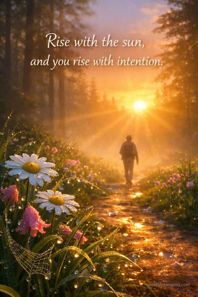 26 Early Bird Nature Walk Quotes with Morning Dew Aesthetic + Heartfelt Wishes & Greeting Card Ideas