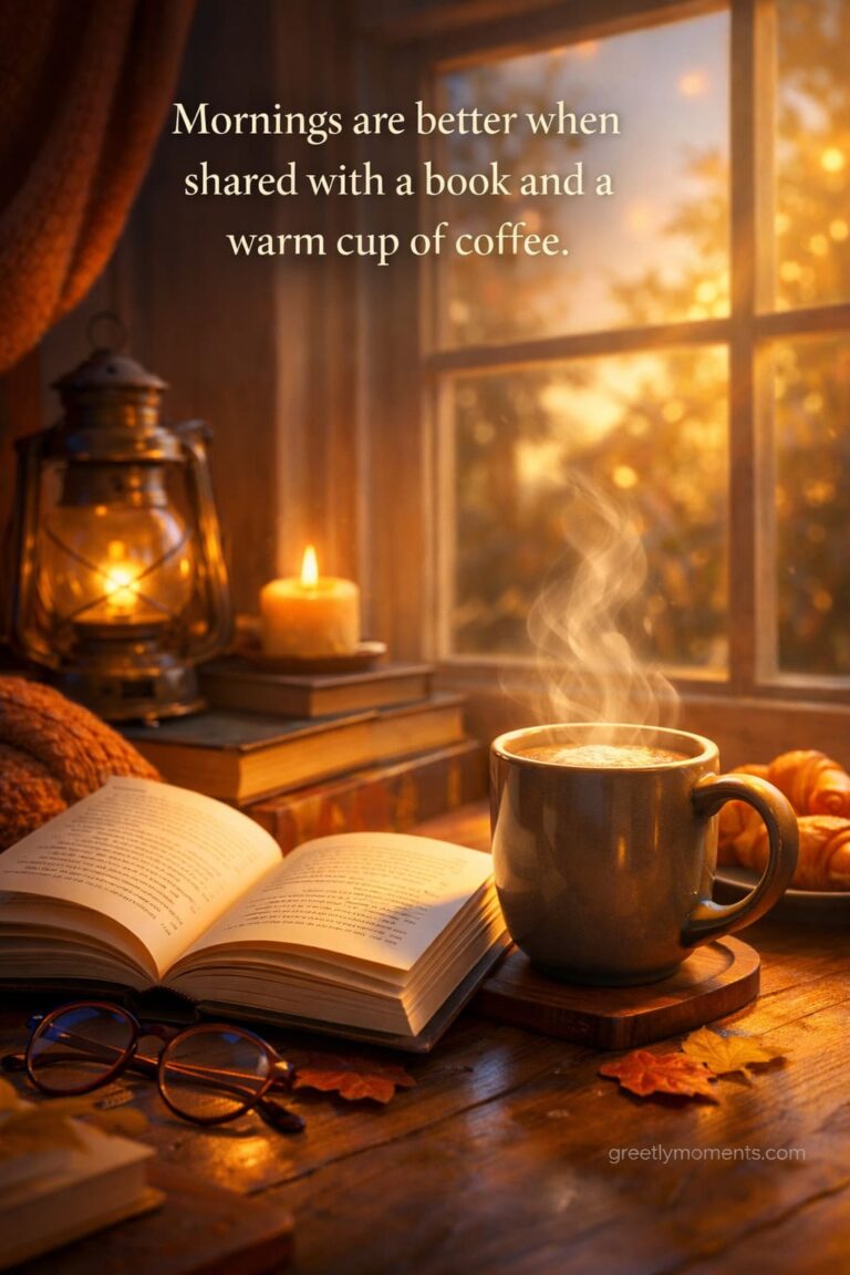 26 Heartwarming Quotes and Wishes for a Cozy Bookstagram Morning: Coffee, Books, and Sunrise Vibes