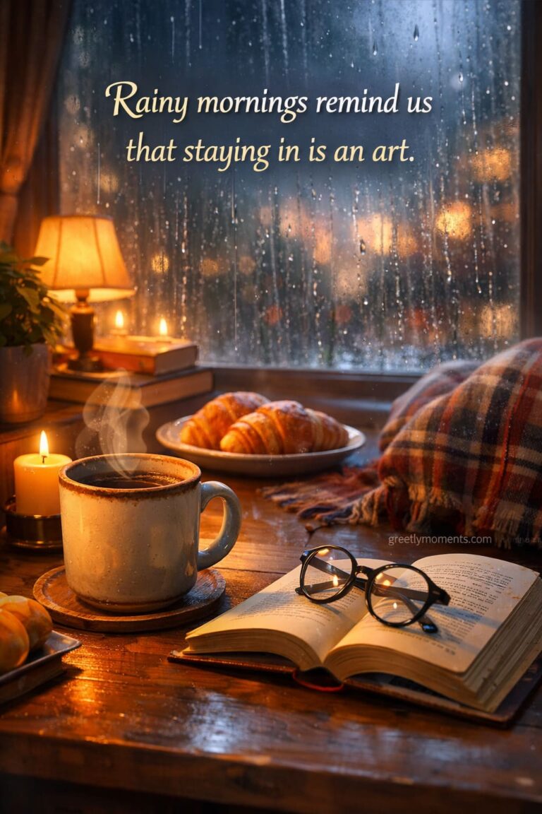 26 Rainy Saturday Morning Coffee & Book Quotes — Cozy Wishes, Card Ideas, and Slow Living Vibes for Friends