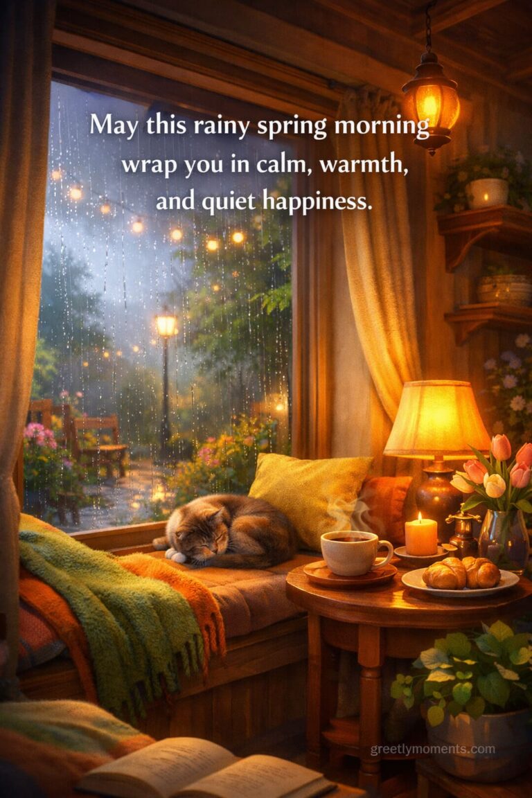 Cozy Rainy Spring Morning: Tea, Books & Heartwarming Wishes, Quotes, and Card Messages