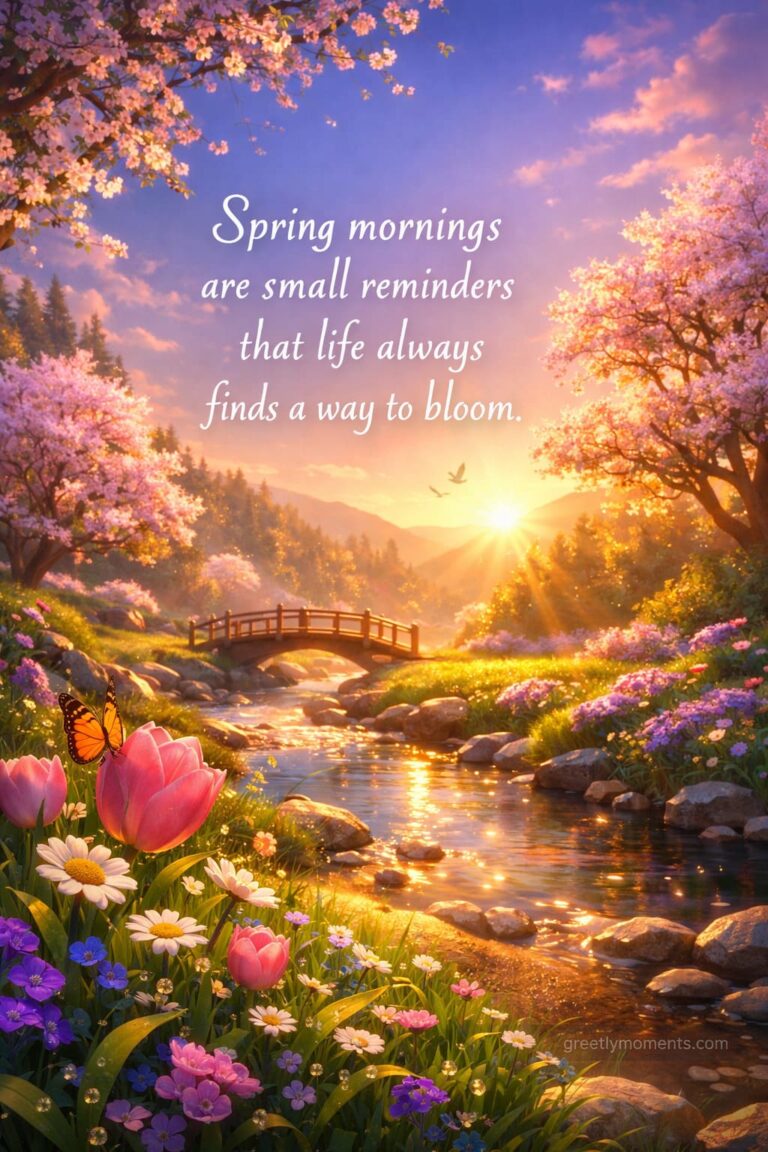 Early Spring Garden Morning Coffee – Beautiful Wishes, Quotes & Aesthetic Greeting Cards to Brighten the Day