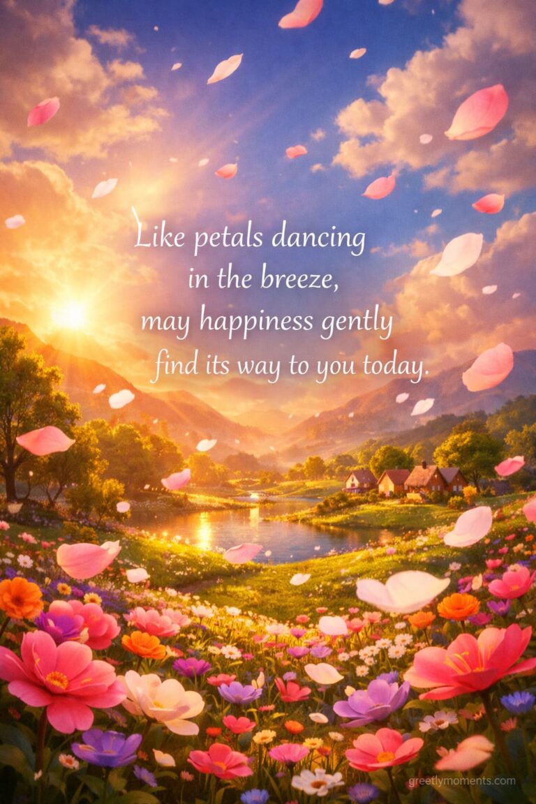 First Spring Morning Sunshine with Flower Petals: Beautiful Wishes, Quotes & Aesthetic Greeting Cards to Celebrate the Season