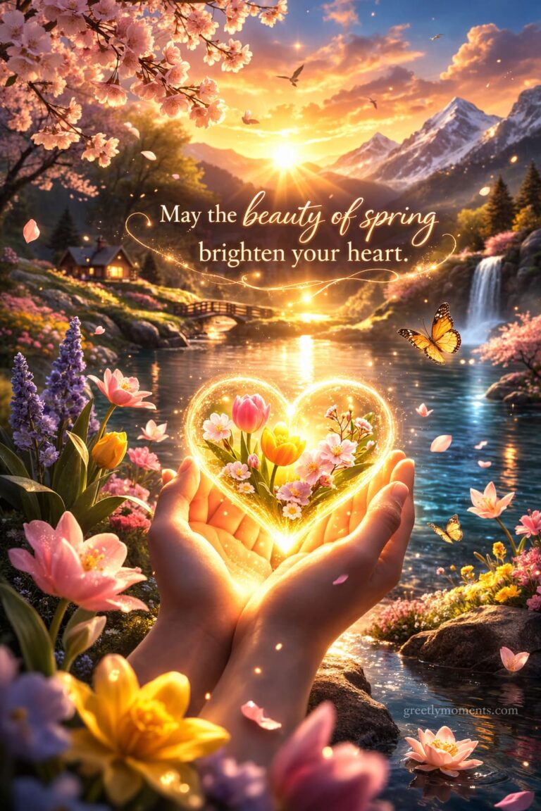 Golden Hour Spring Morning in a Blooming Orchard: Heartfelt Wishes, Quotes, and Beautiful Card Messages